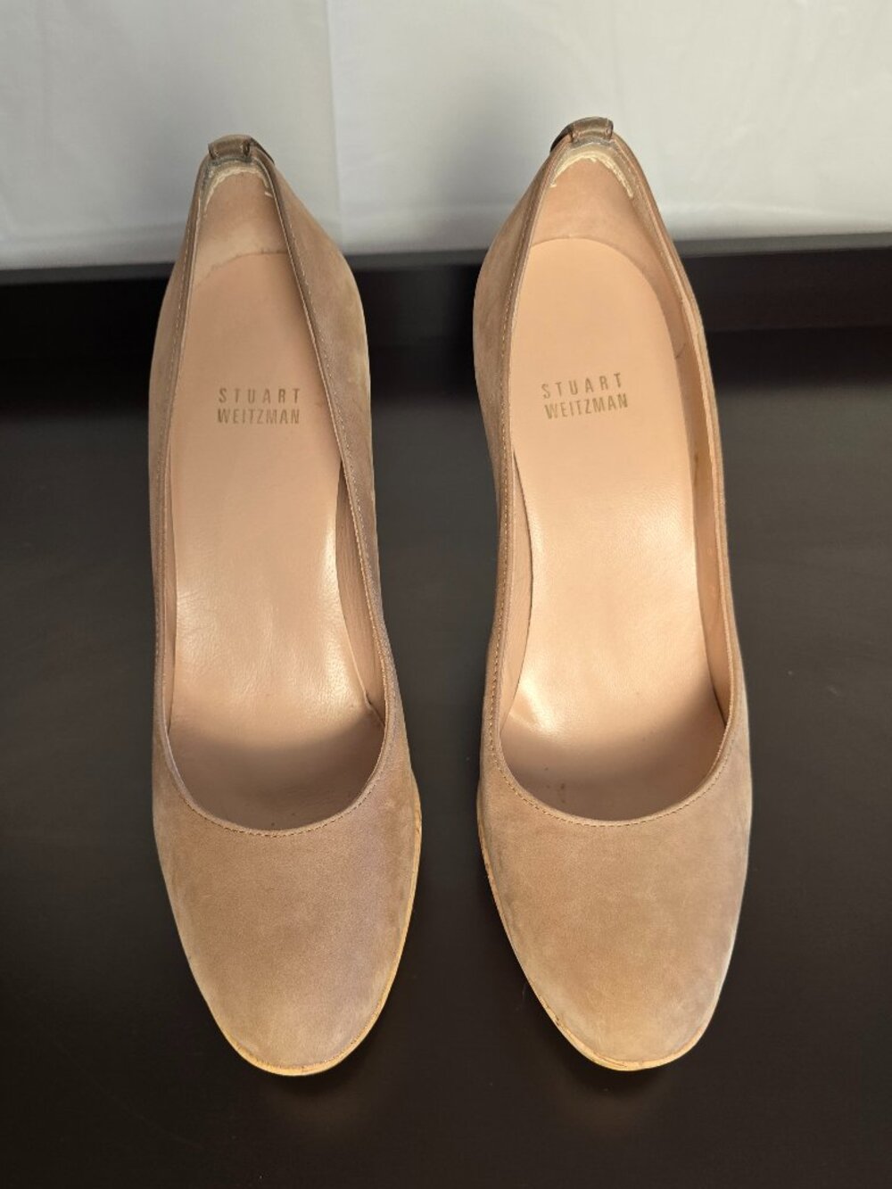 Stuart Weitzman Corkswoon Platform Wedge Pumps in Tan Nubuck Size 8 - Picture 4 of 7